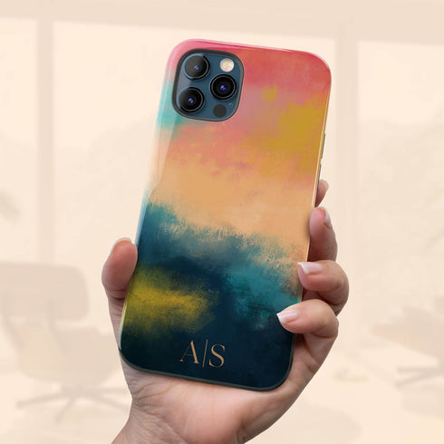 Colorful Abstract Oil Paint Custom Initials iPhone Case
